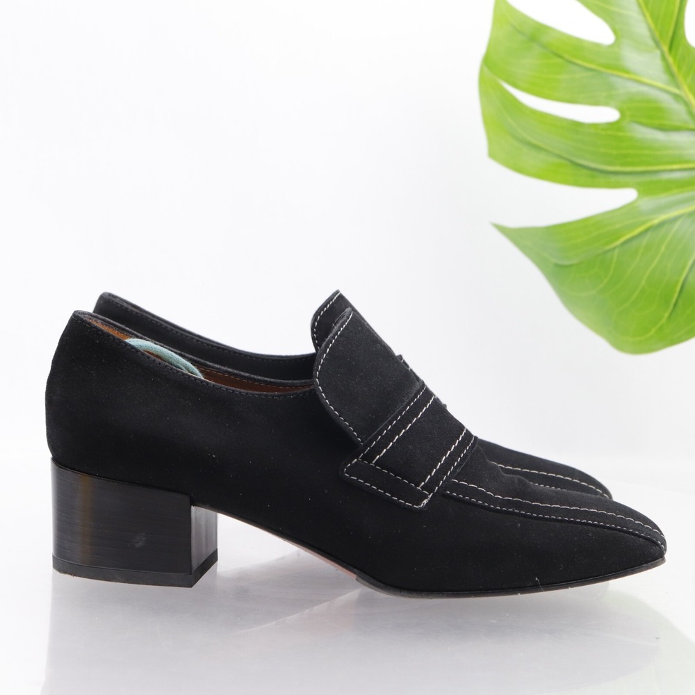 Aquatalia Shoe Womens Loafer Pumps Size 9.5 Waterproof Black Heel Square Toe